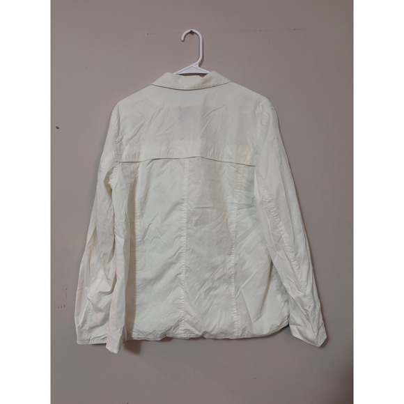 Chicos Womens Off White Full Zip Jacket Size 2 Lightweight Utility Pockets - Picture 3 of 6